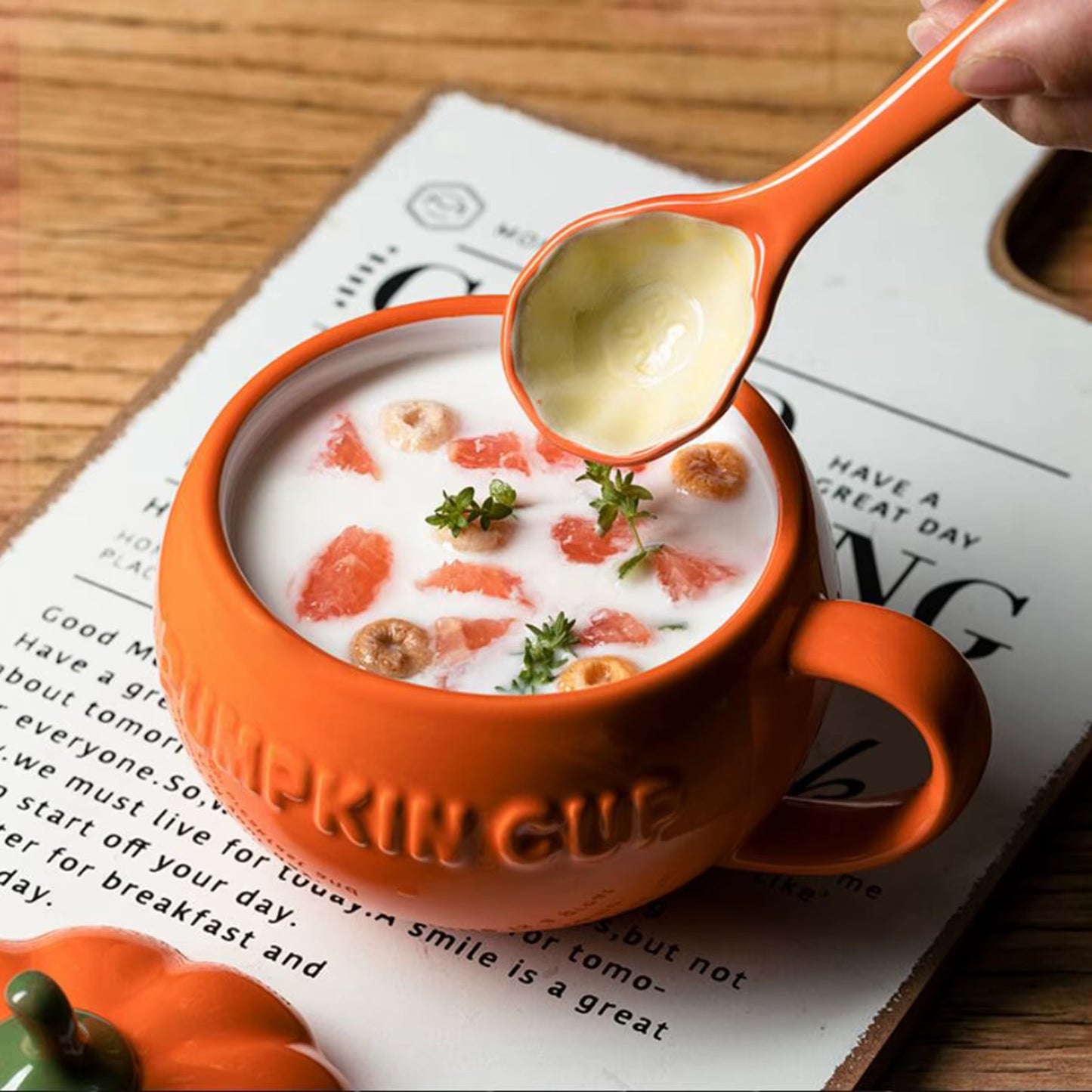 Cute Pumpkin Ceramics Coffee Mug Milk Soup Cup with Lid Breakfast Water Mug Office Home Drinkware Teacup Decoration Morning Cup