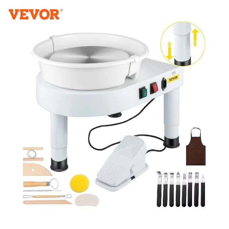 VEVOR Electric Pottery Wheel Machine 28CM 35CM Foot Pedal W/ Shaping Tools for School Ceramic Clay Working Forming DIY Art Craft