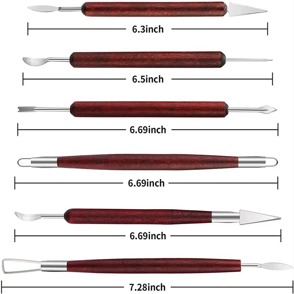 3Pcs/Set Carving Rod Stainless Steel Pottery Clay Double Head Sculpture Pottery Model Model Clay Sculpting Tools Kit