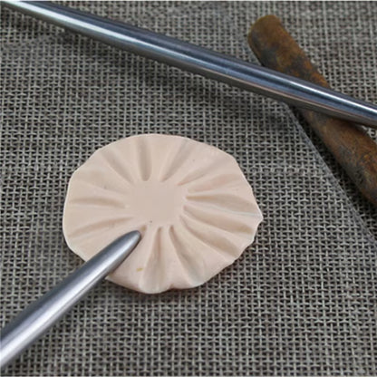 Stainless Steel Pottery Modeling Stick Acupressure Texture Creasing Indentation Sharp Pottery Clay Carving Clay Tool