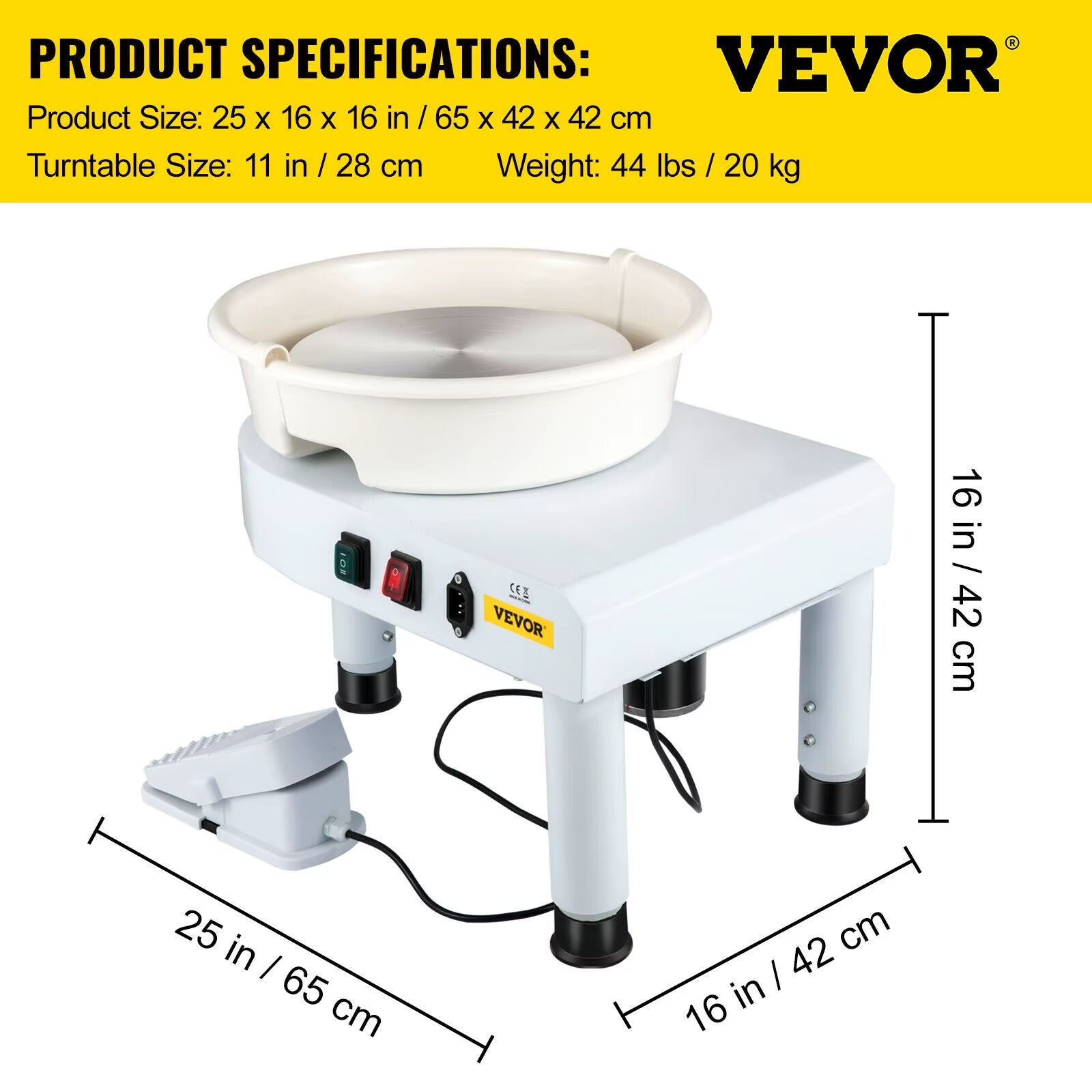 VEVOR Electric Pottery Wheel Machine 28CM 35CM Foot Pedal W/ Shaping Tools for School Ceramic Clay Working Forming DIY Art Craft