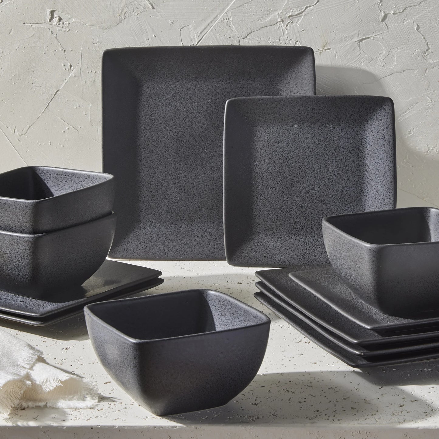 (2 Pack)  Anderson Dark Gray Square-Shaped Stoneware Dinner Bowl