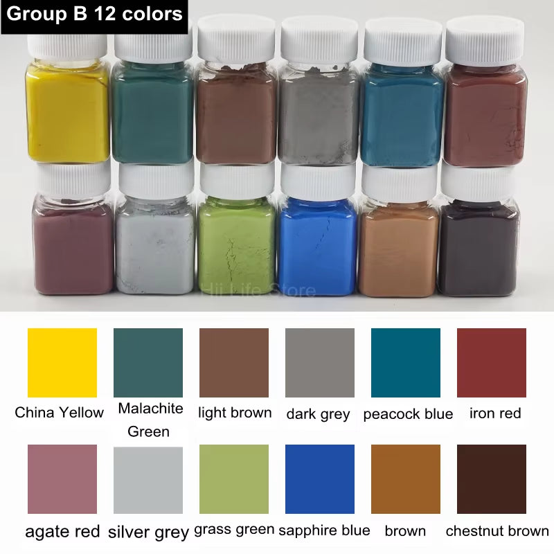 24-Color Pottery Underglaze Color Ceramic Toner Painting Pigment Medium Temperature Glaze Powder DIY Ceramic Coloring Tool