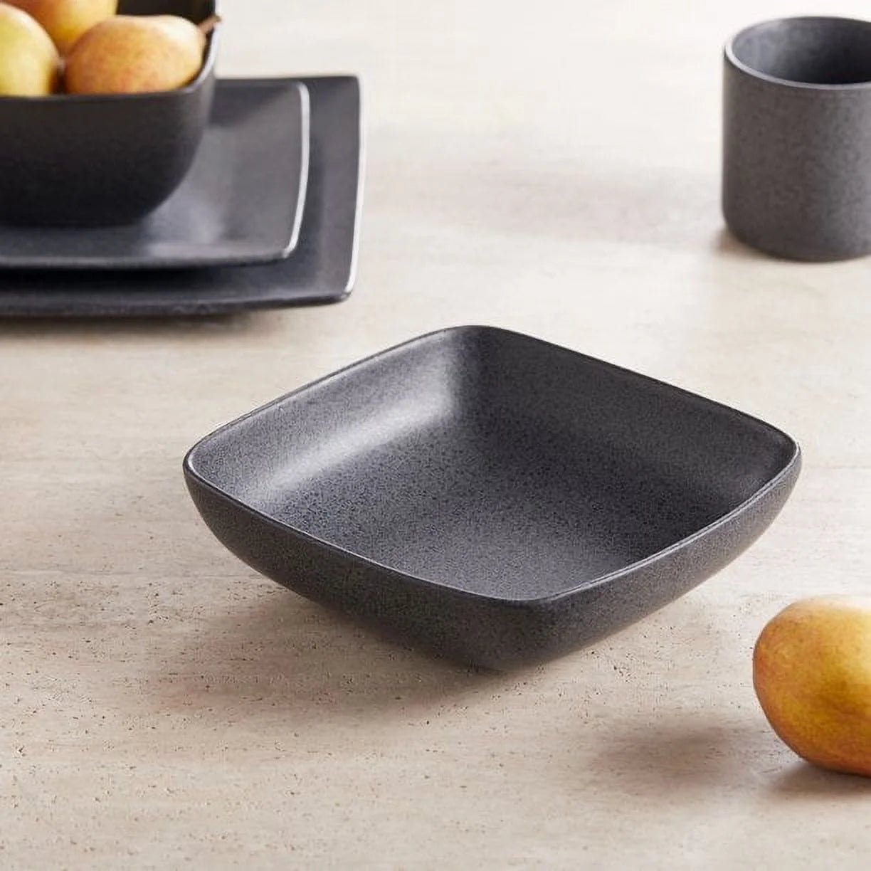 (2 Pack)  Anderson Dark Gray Square-Shaped Stoneware Dinner Bowl