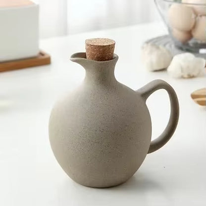 500Ml Japanese Style Oil Bottle Seasoning Tank Household Pottery Seasoning Jar with Lid Salt Jar Olive Oil Kitchen Supplies