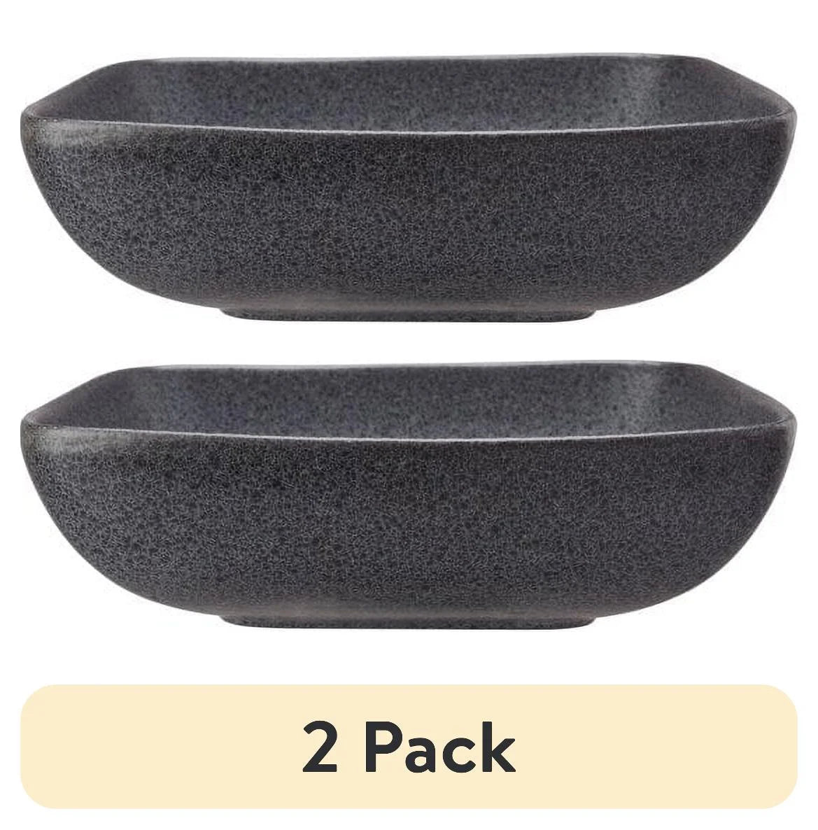 (2 Pack)  Anderson Dark Gray Square-Shaped Stoneware Dinner Bowl